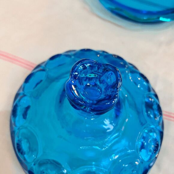 Vintage L.E Smith Colonial Blue Moon and Stars Mould Weishar Glass Cheese/Butter - Picture 3 of 8